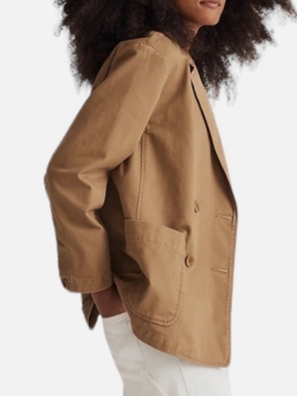 NWOT Madewell Crossover Blazer, Dark Khaki, Regen Cotton Chino, Small Oversized
